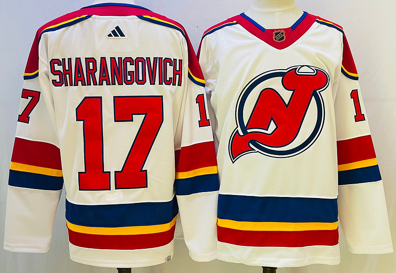 Men's New Jersey Devils Yegor Sharangovich #17 White jersey